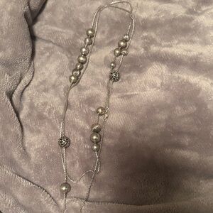 David Yurman Silver Long Multi-Bead Necklace